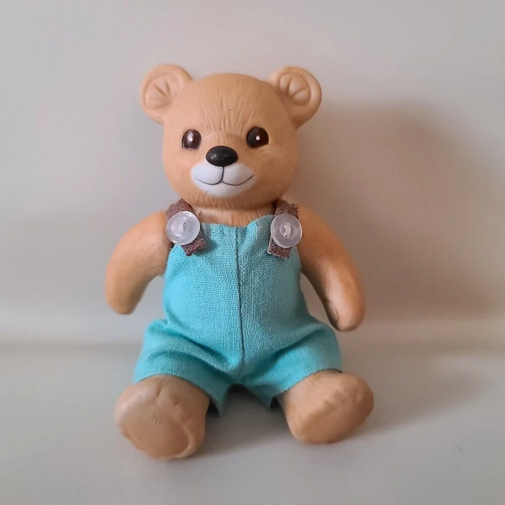 Homco Porcelain Teddy Bear Boy Jointed Fabric Clothing Vintage
